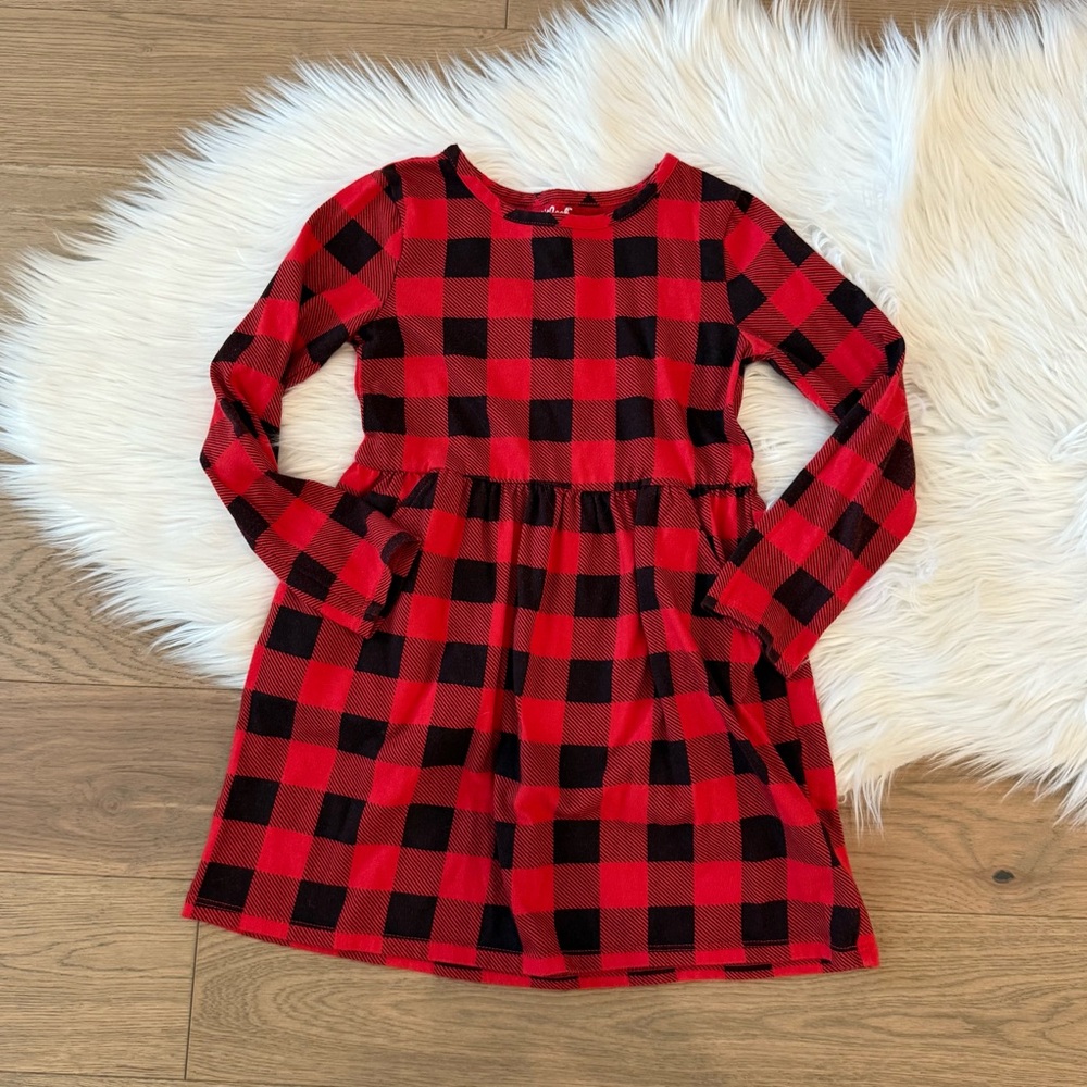 Cat & Jack Kids Red and Black Plaid Dress
